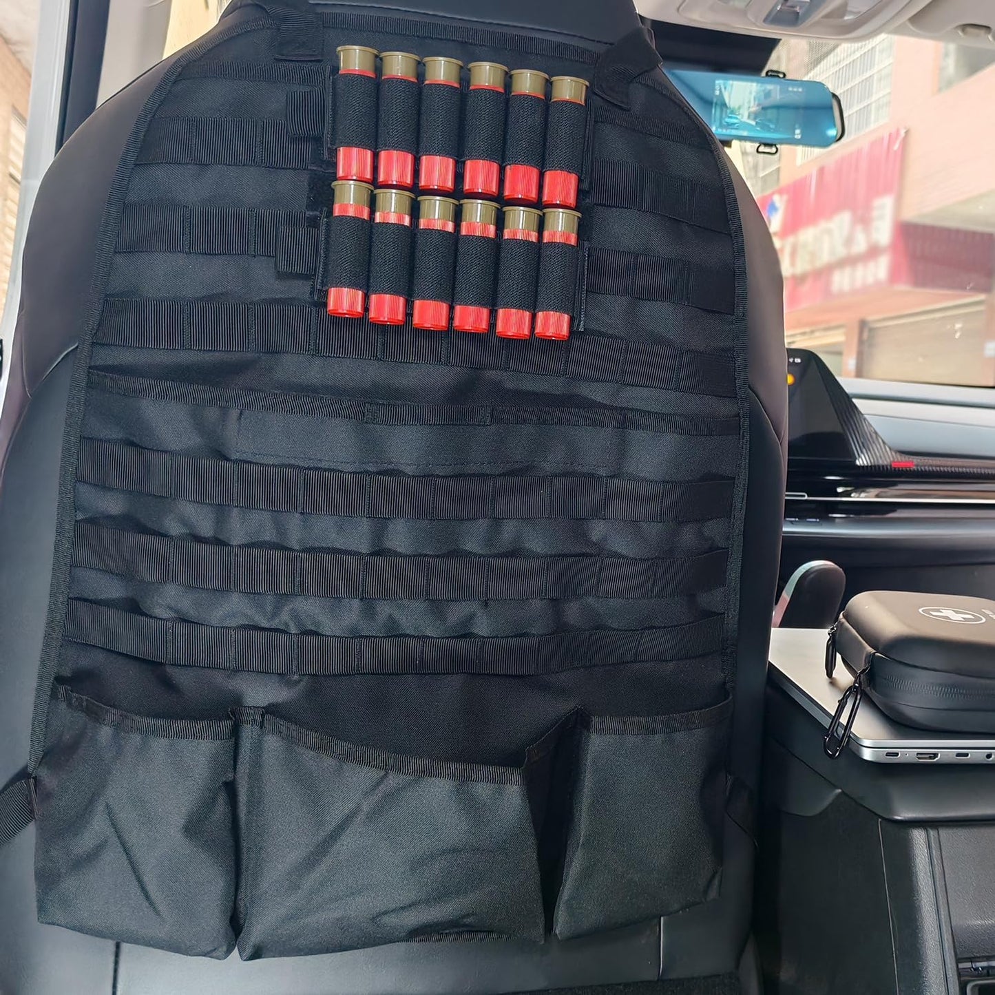 Car Seat Back Organizer Tactical MOLLE Panel Back Seat Storage Bag Universal Car Seat Cover Protector (Black)