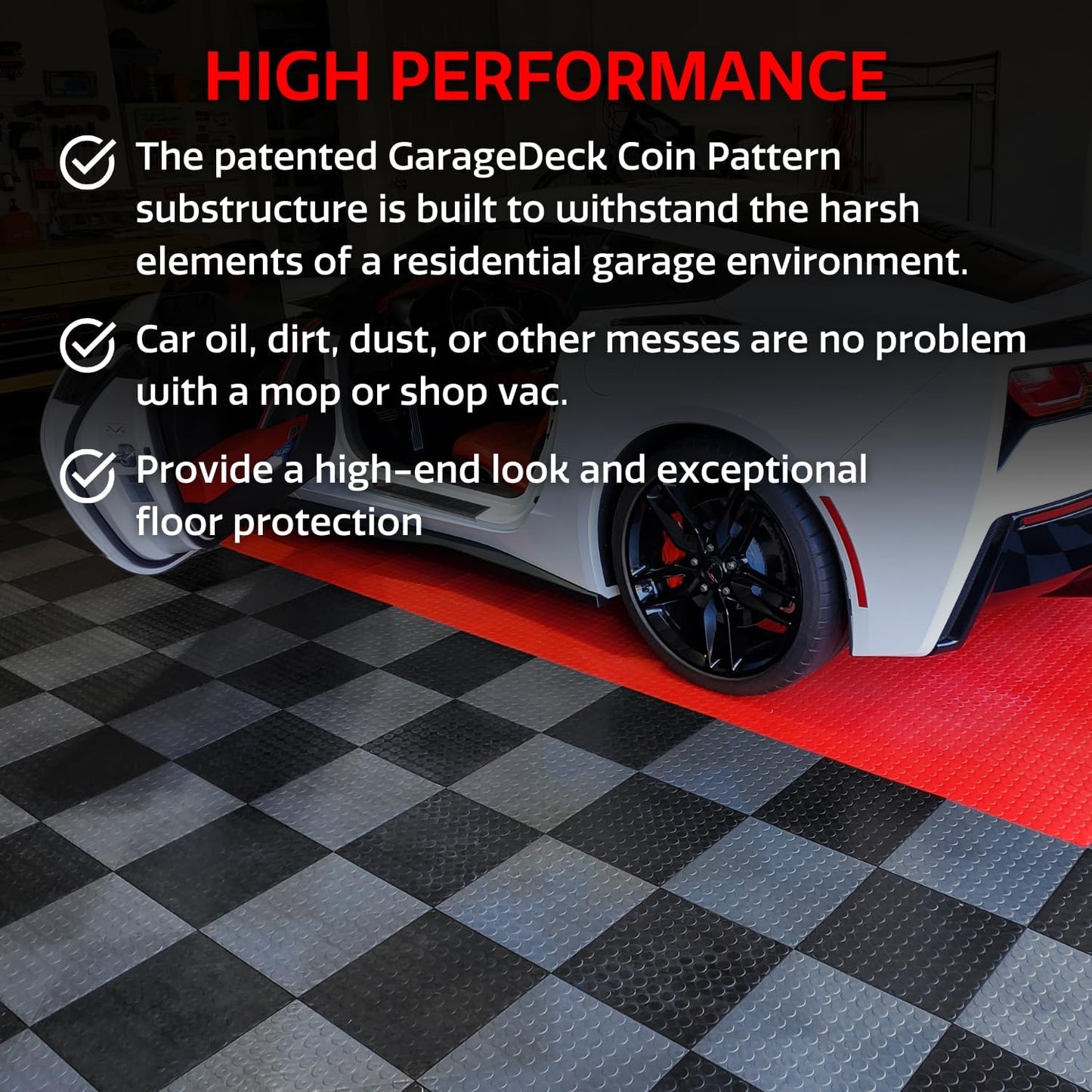 Big Floors GarageDeck Coin Pattern, Durable Copolymer Interlocking Modular Non-Slip Garage Flooring Tile (Beige, 24 Pack of 12 x 12" Tiles)