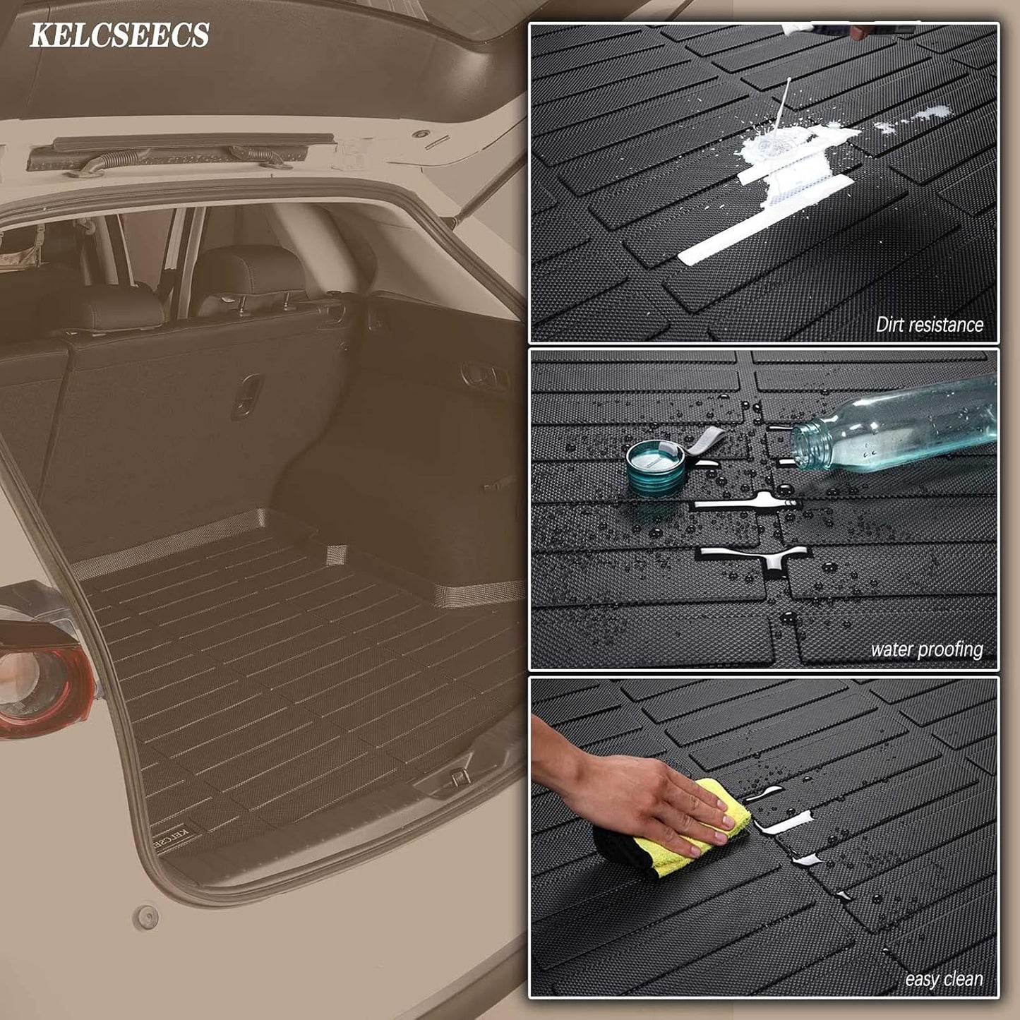 KELCSEECS® All-Weather Cargo Liner for Hyundai Elantra & Elantra N & Elantra Hybrid 2025 2024 2023 2022 2021 Custom Fit Car Floor Mat (Trunk Mat) - Black