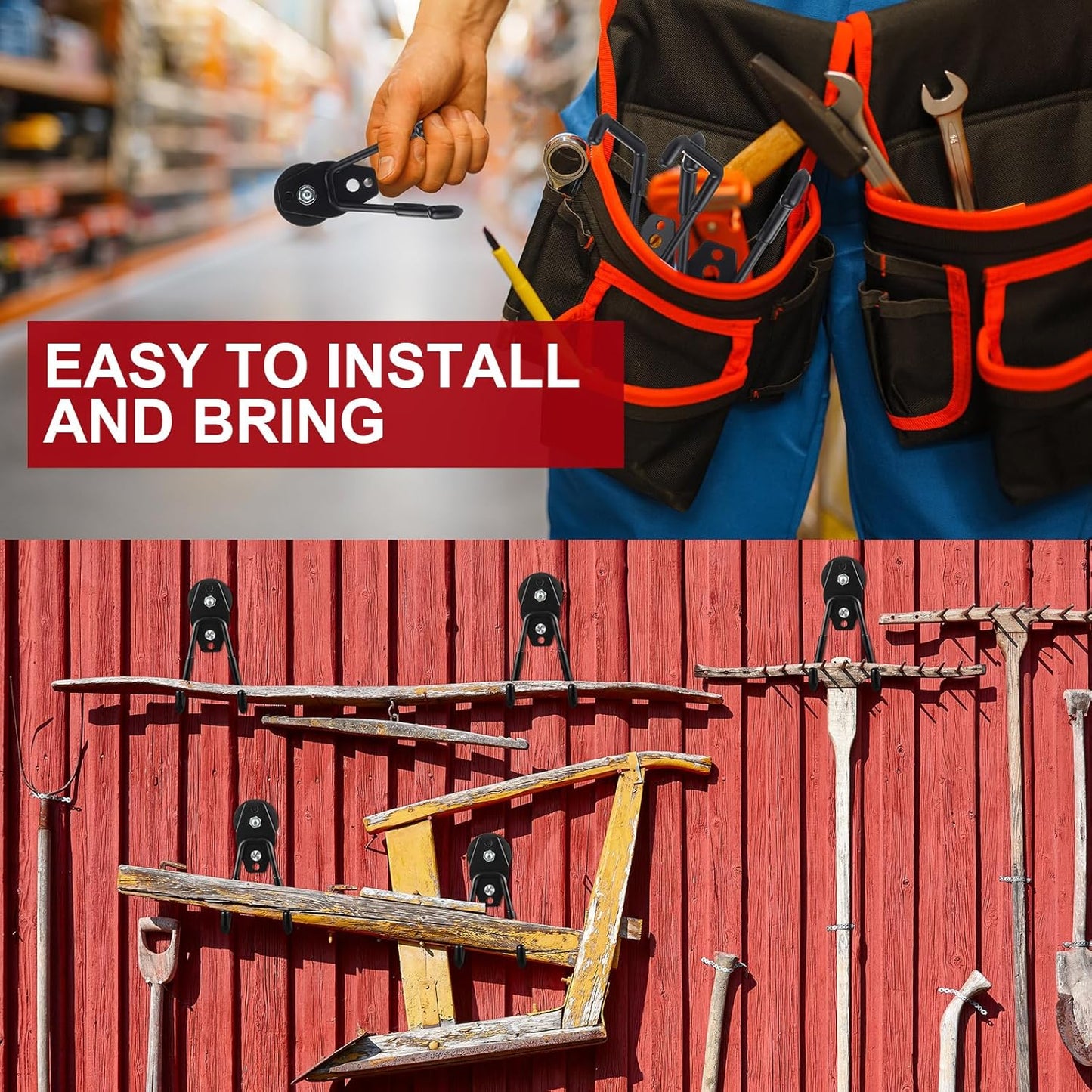 Landhoow Large Magnetic Hooks Heavy Duty Garage Magnet Hooks Strong Storage Utility Magnetic Hangers with Anti Slip Rubber Coating for Indoor and Outdoor Hanging(Black,22 Pcs)