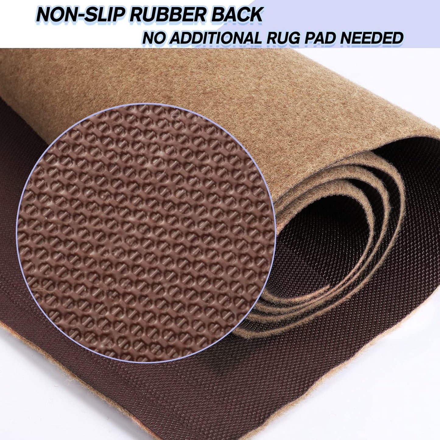 Custom Size Backed Non-Slip Area Rugs Runner, Easy Clean, Waterproof Runner Rugs for Hallway Entryway, Kitchen, Laundry, 2FT x 50FT, Beige