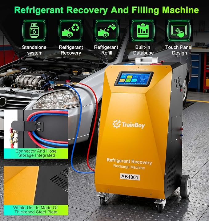 Fully Automatic Refrigerant Recovery Machine for R134A/R1234YF, Cylinder AC Recovery Machine for Automotive HVAC Recovery and Recharge Refrigerant