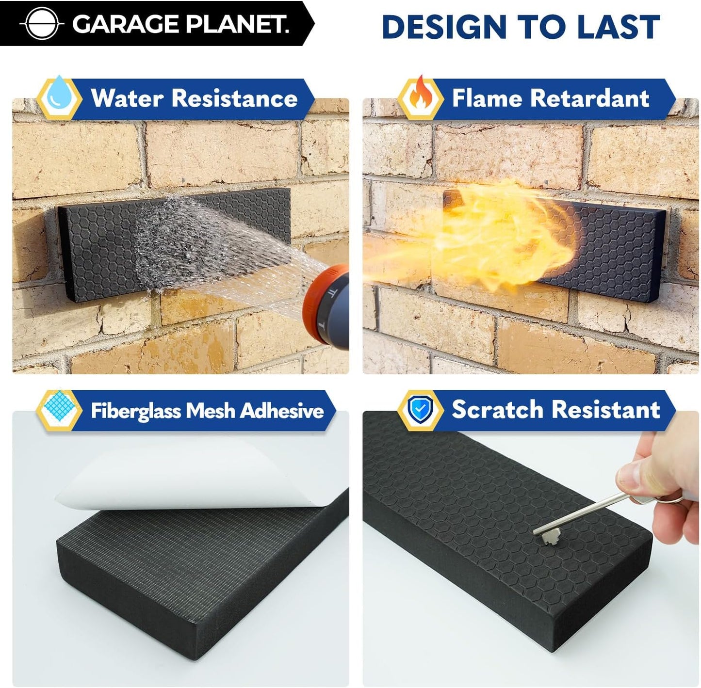 WP01 Garage Wall Protector Car Door Protector, Tool-Free, Designed in Australia (Black, 2 Pack)