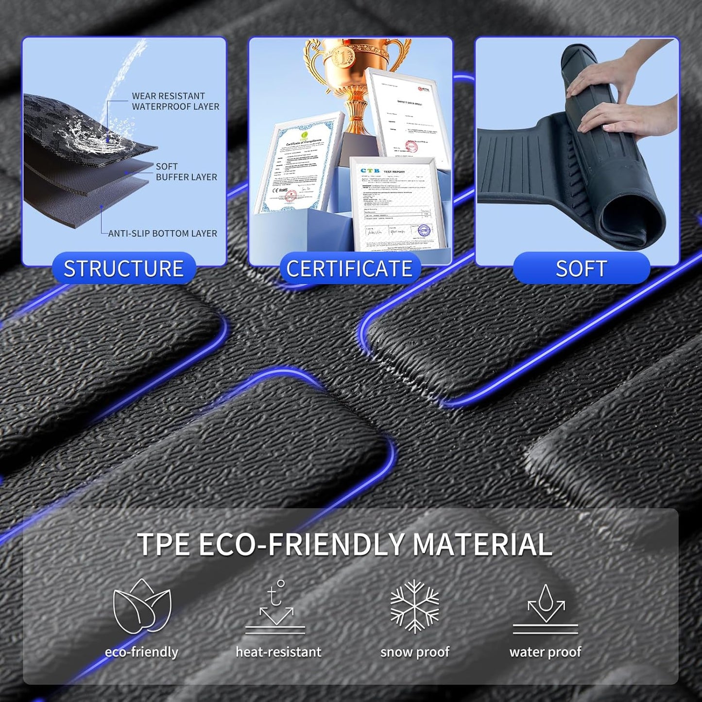 KELCSEECS Floor Mats & Cargo Liner Custom for 2007 2008 2009 2010 2011 Camry(Not Fit Hybrid) All Weather Car Mats Cargo Mat Trunk Mat Camry Floor Mats Trunk Liner Accessories