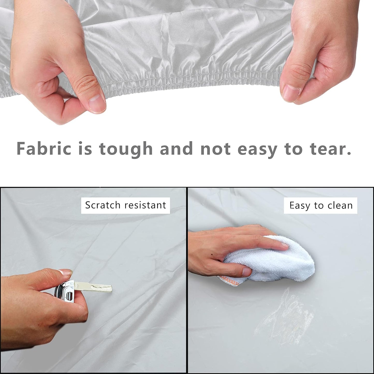 MORNYRAY Waterproof Car Cover All Weather Snowproof UV Protection Windproof Outdoor Full car Cover, Universal Fit for Sedan (Silvery, A6-Fit Sedan Length(207-216 inch)