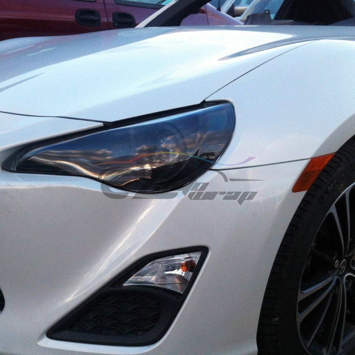 EZAUTO WRAP Free Tool Kit 12"x48" (1FT x 4FT) Glossy Red Headlight Taillight Fog Light Side Marker Vinyl Tint Film Self Adhesive