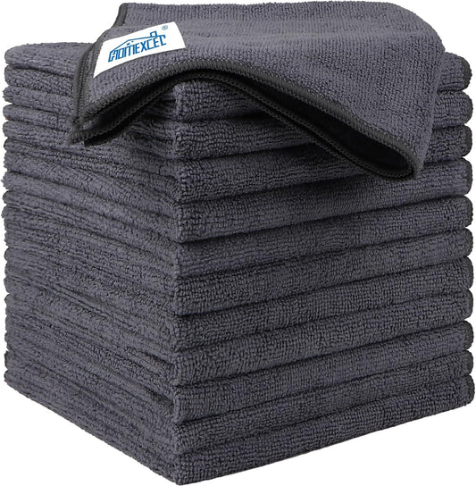 HOMEXCEL Grey Microfiber Cleaning Cloth 6 Pack, 12.5 x 12.5 inch Microfiber Towels for Cars, Ultra Absorbent Car Washing Cloth, Lint Free Streak Free Cleaning Rags for Car, Kitchen, and Window