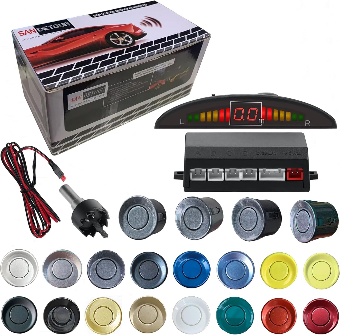 Parking Sensor Kit Backup Sensor Kit Reverse Sensor for Car 16 Color Options for Probes Adjustable Alarm Volume Professional Sensore de Reversa para Carro Safe Driving Assistant（Grey）