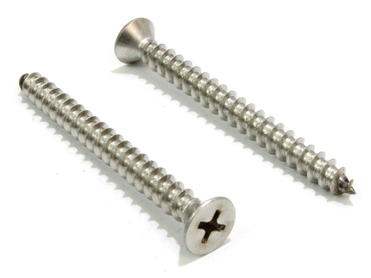 Bolt Dropper #8 X 1-1/2'' Stainless Steel Flat Head Phillips Wood Screw, (100 pc), 18-8 (304) Stainless Steel Sheet Metal Screws - Type A Point, Plain Finish