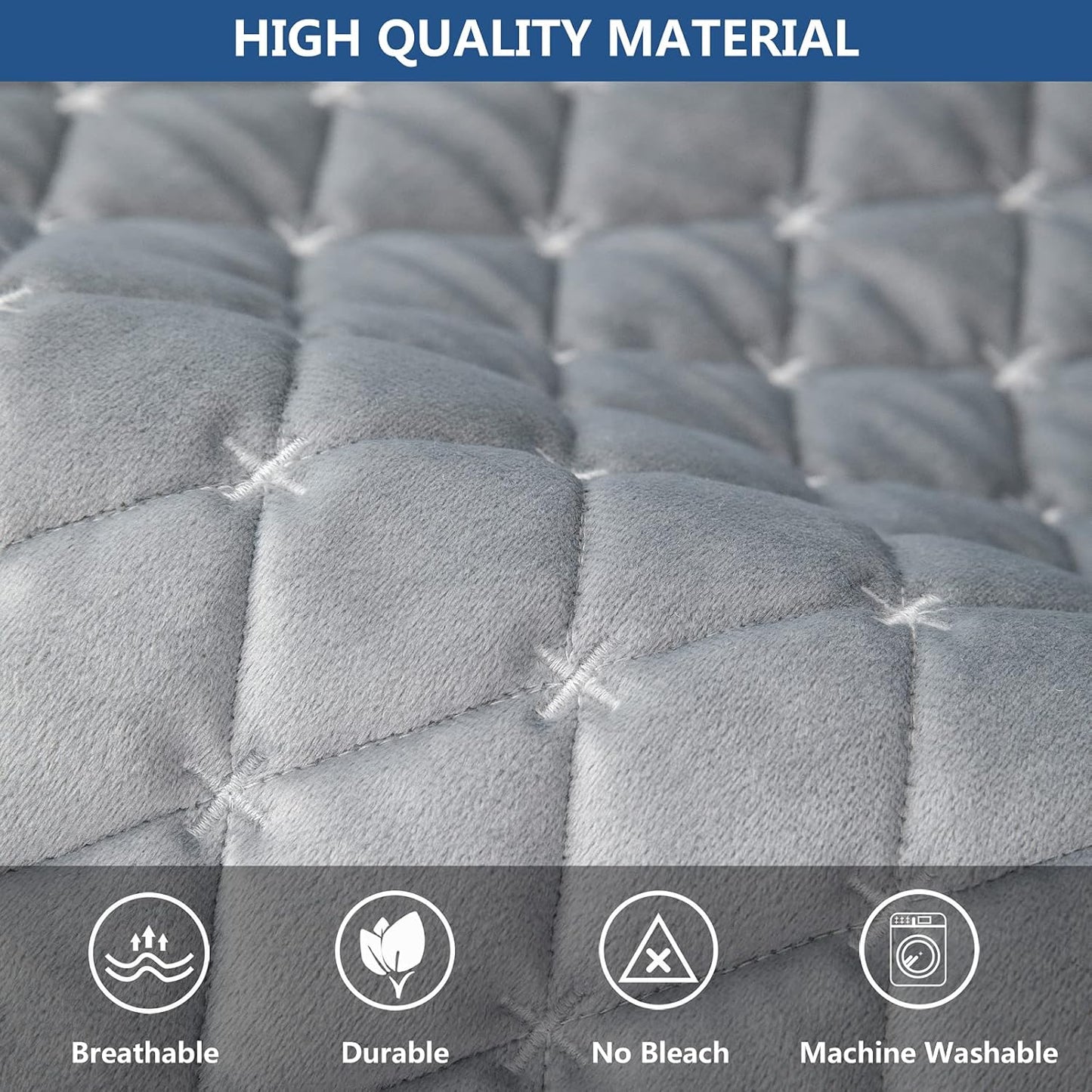 Eismodra Couch Cover,Sectional Couch Covers,Sofa Covers for 3 Cushion Couch,Anti-Slip Sofa Slipcovers for Dogs Cats Kids Loveseat Recliner L Shaped Armrest Backrest,Light Gray 36''x36''(Only 1 Piece)