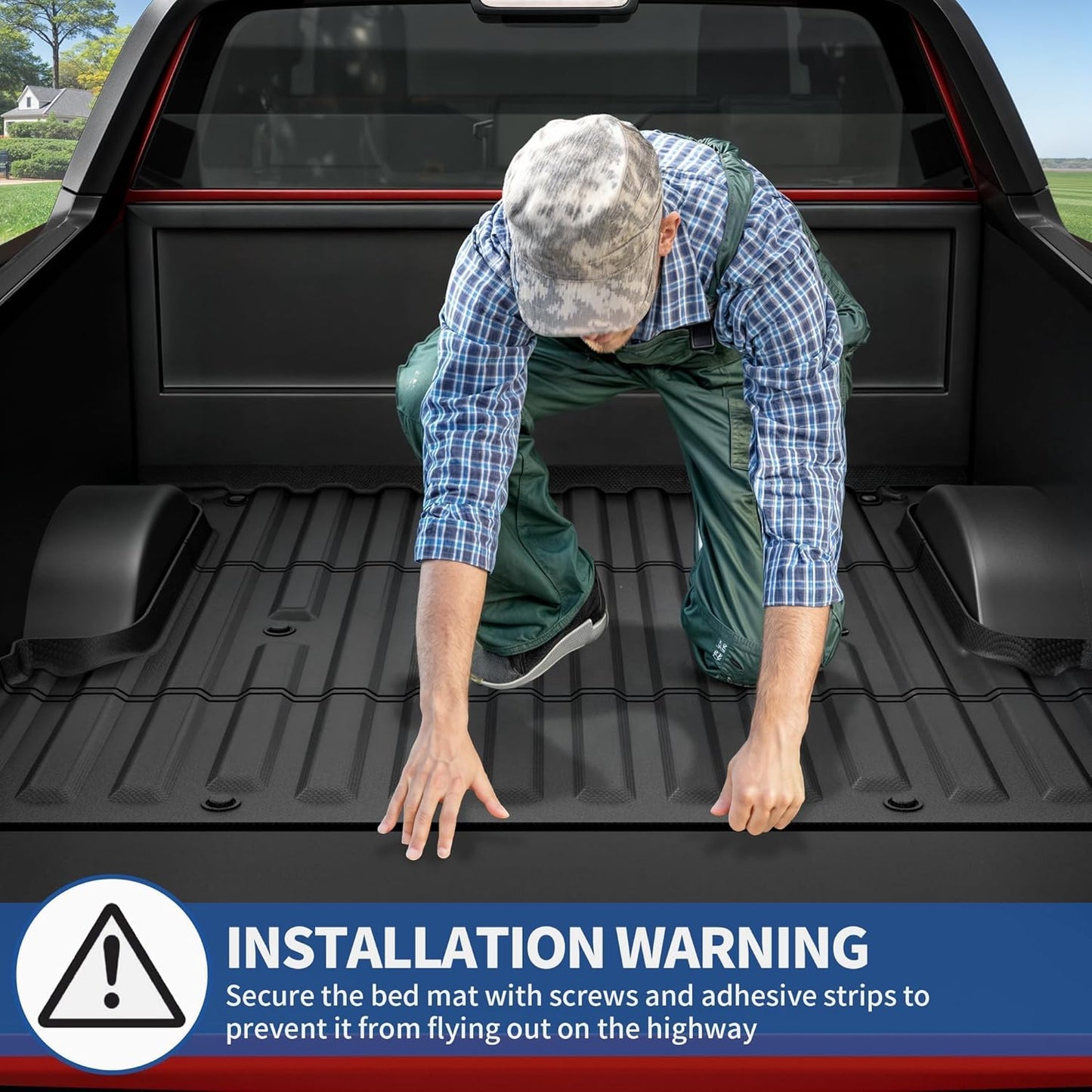 OEDRO Truck Bed Mat Fit for 2024 2025 Toyota Tacoma 5FT, TPE All Weather 2024 Tacoma 5FT Heavy Duty Pickup Bed Liner Accessories, Black