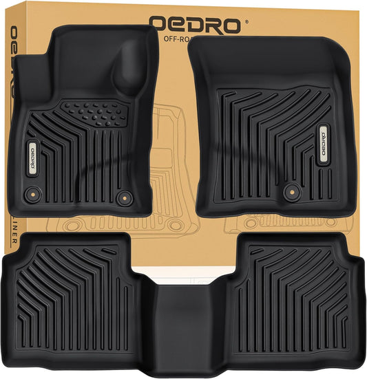 OEDRO Floor Mats Compatible with 2020-2024 2025 Ford Escape (NOT Fit Hybrid Models), Custom Fit 1st & 2nd Row Floor Liners Set, Black TPE All-Weather Guard