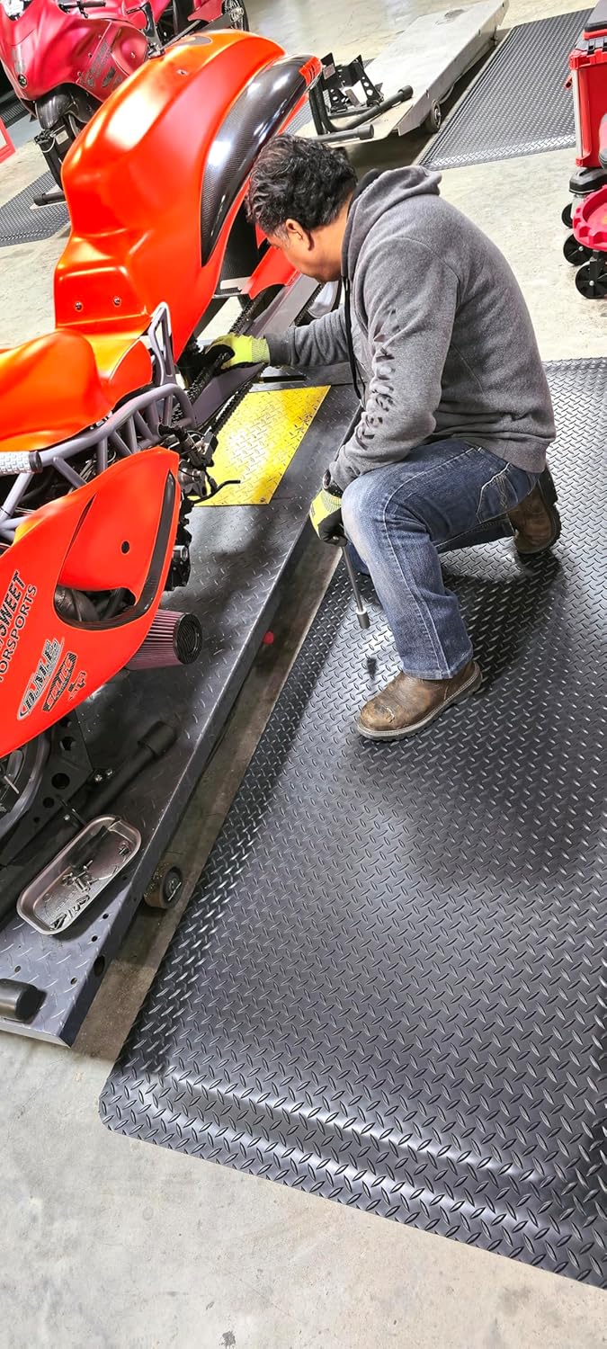 Rhino Mats, American Classic Diamond Anti-Fatigue Mats, Industrial Ergonomic Comfort Standing Mat for Work, Home, Garage, Office, Kitchen or Anywhere (Black 9/16" Thick, 2 FT. x 7 FT.)