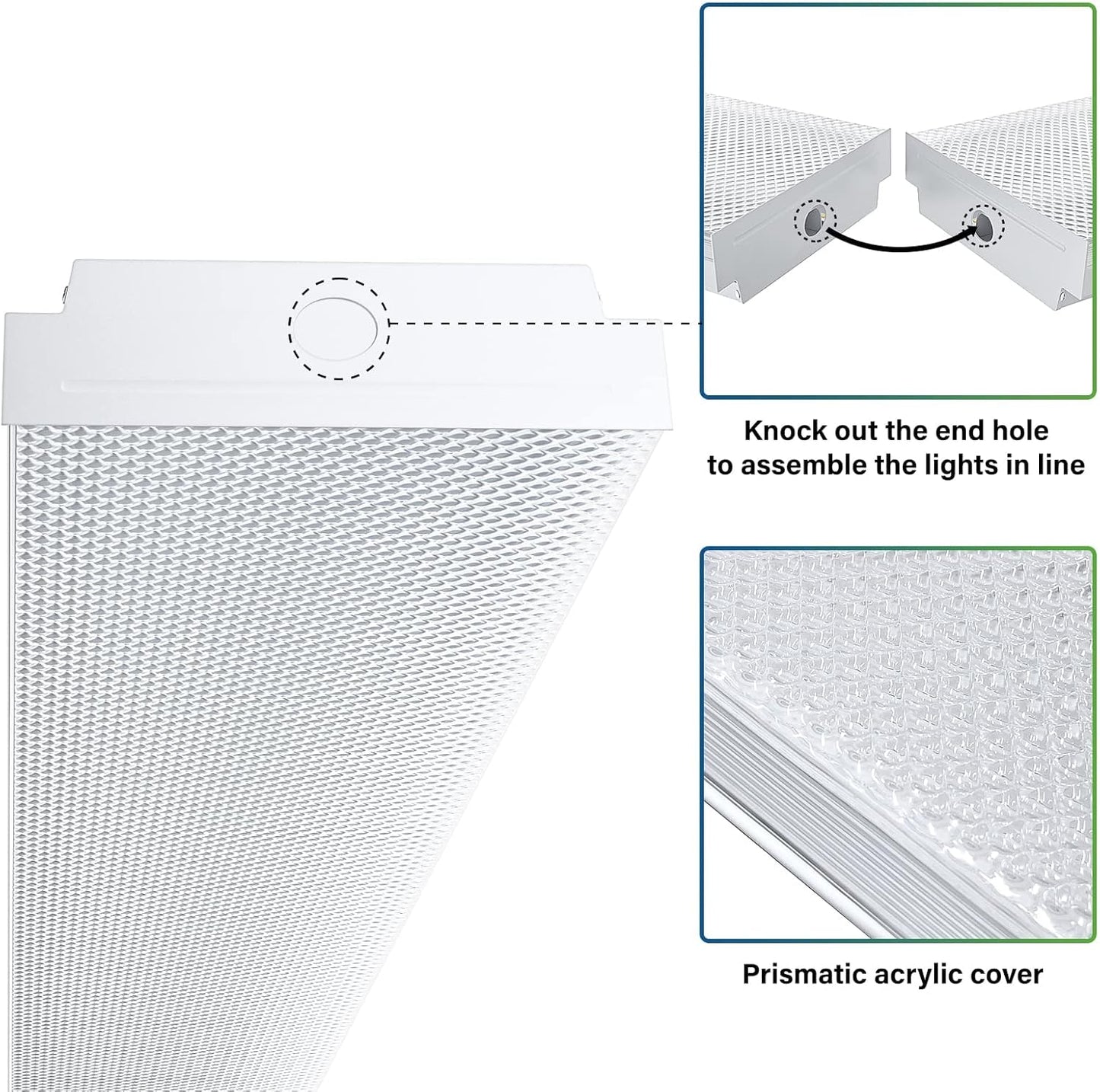 ANTLUX 4FT LED Wraparound 40W Shop Lights for Garage, 4400lm, 4000K, 4 Foot Crystal LED Wrap Light, 48 Inch Integrated Linear Strip Flush Mount Office Workshop Ceiling Lighting Fixture, 4 Pack