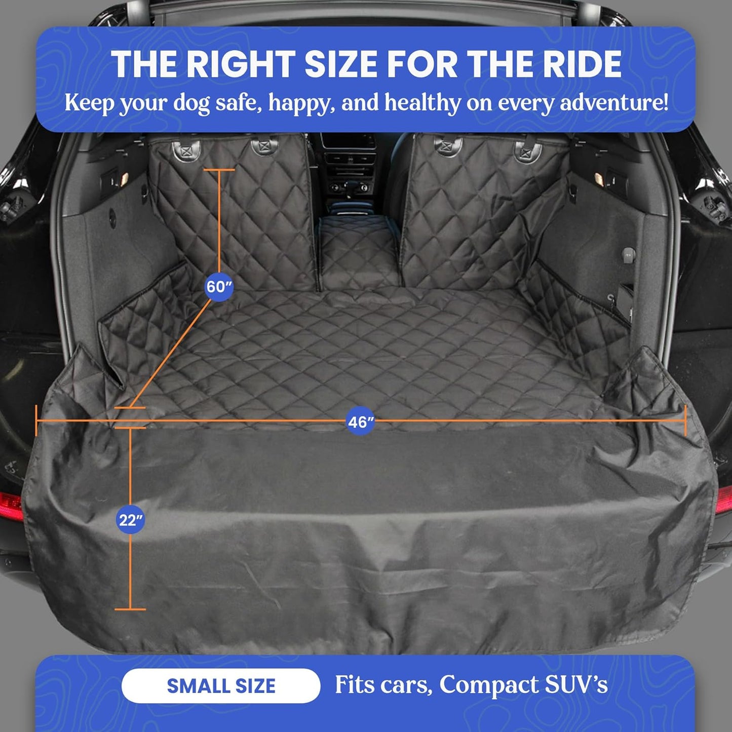 4Knines SUV Cargo Liner for Dogs, Trunk Mat for SUV, Durable Cargo Cover, Protector – Compatible with 60/40 Split Bench & Armrest Pass-Through, Waterproof, Machine Washable, Non-Slip (Small, Black)