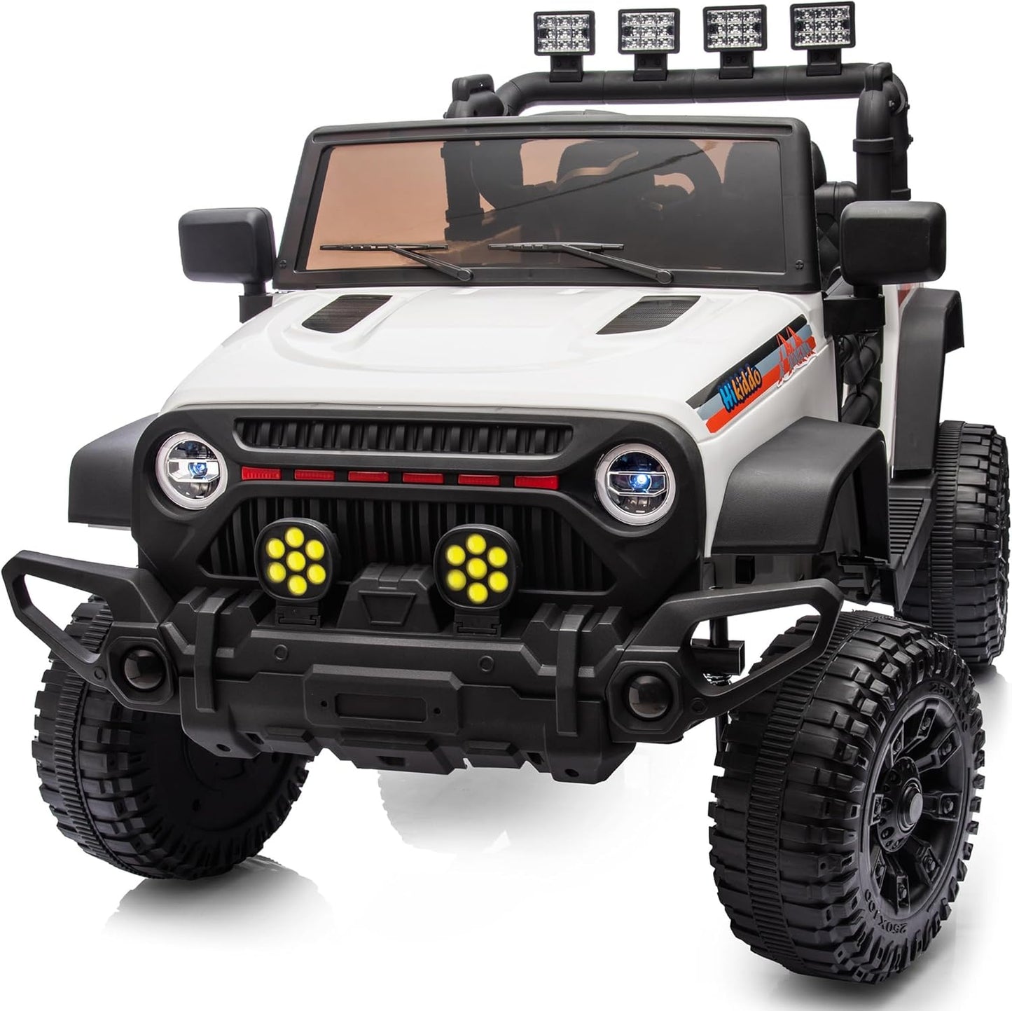 4WD Kids Ride on Car Truck, 12V 7Ah Kids Electric Vehicles Car Ride on Toy for Toddlers 3-5 with Remote Control - White