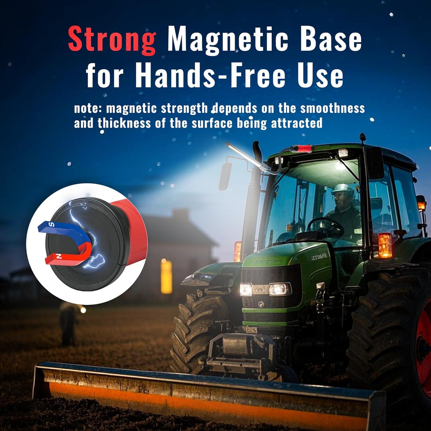 Rechargeable Work Light Magnetic, 800LM LED Work Light with Flexible Gooseneck, 3 Modes Mechanic Light for Work Bench, Auto Repair, Lathe, Gift for Men