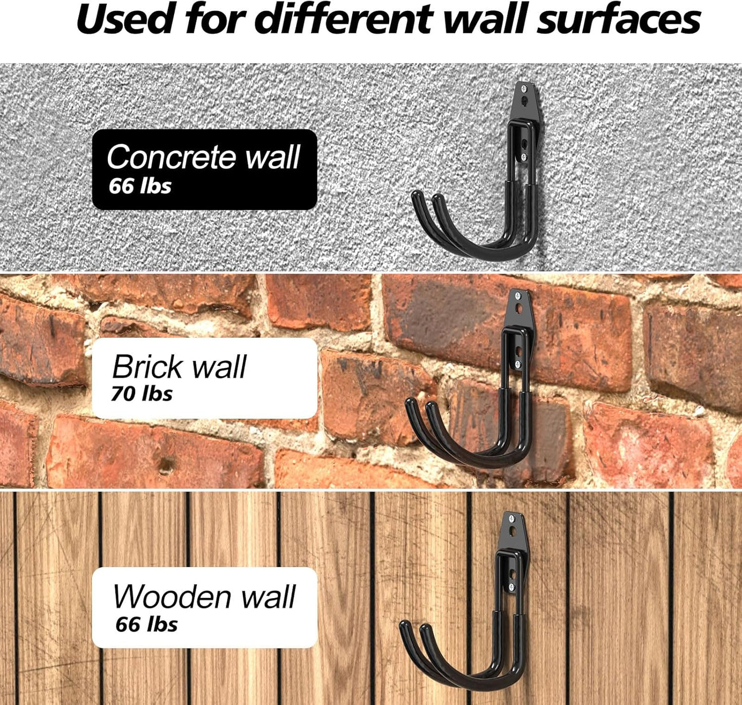 8 Pack 5.5x4.1 inch J Heavy Duty Garage Hooks,Solid Steel Wall Mount Hangers,with Anti-Slip Coating,for Hanging and Organising Ladder,Bike,Ropes,Broom,Garden,Yard and Power Tools