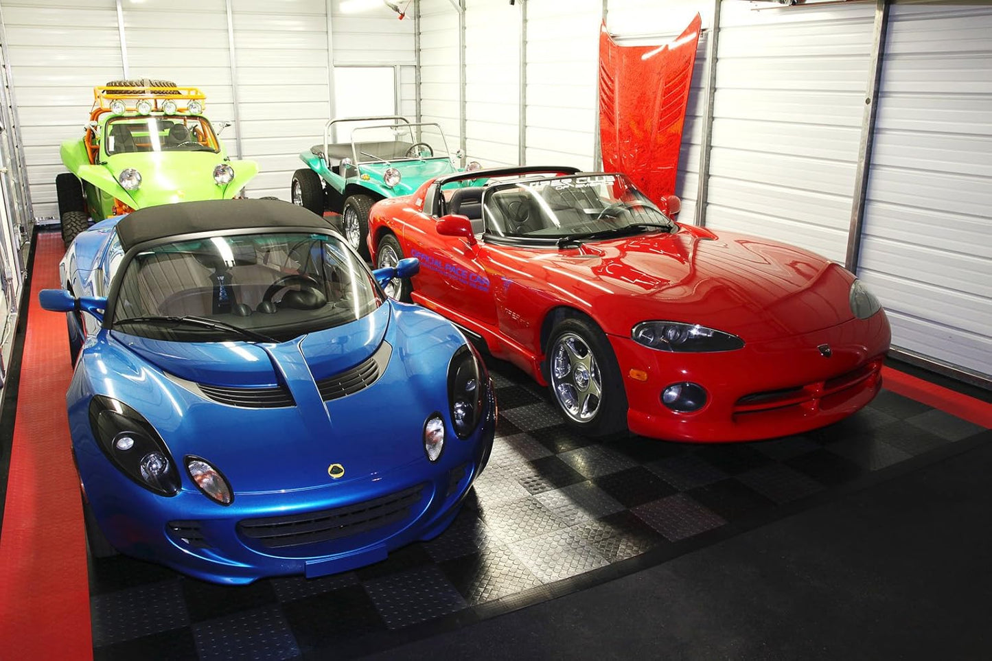 Big Floors RaceDeck CircleTrac, Interlocking Non-Slip Garage Flooring Tile, Durable, Modular, Heavy-Duty Copolymer, Easy Install (Red, 12 Pack of 12 x 12" Tiles)