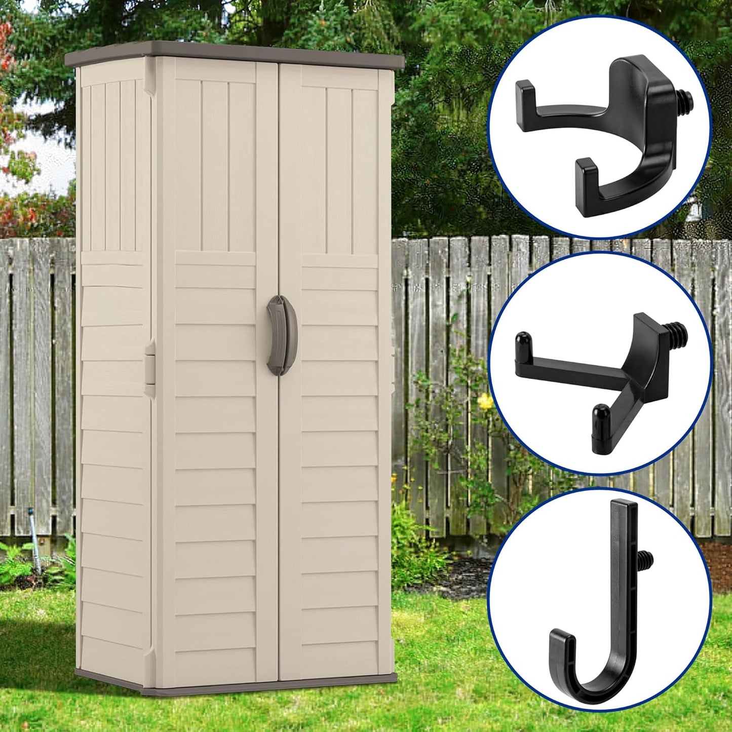 6 Pcs ABS Storage Shed Tool Hooks,Shed Tool Hangers Include J-Shape,U-Shape and V-Shape,Storage Shed Shelves Accessories for Organizing Tool, Ladders, Bulk Items