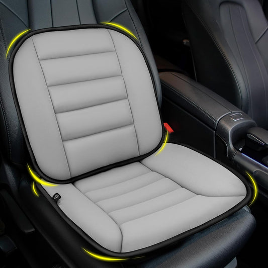 kingphenix Car Seat Cushion with Lumbar Support Pillow: Enhanced Comfort Memory Foam Design for Pain Relief, Ideal for Drivers and Office Use - Ergonomic Lumbar Comfort for Long Sitting - Gray