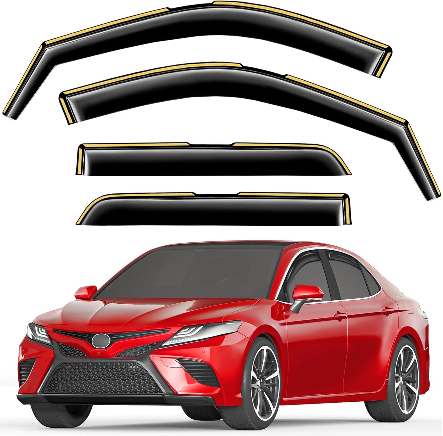 in-Channel Window Rain Guards Fit for Toyota Camry 2018 2019 2020 2021 2022 2023 2024 Extra Durable Window Visors Window Deflectors Vent Visors Vent Shades Car Accessories-4 pcs 2-Q14