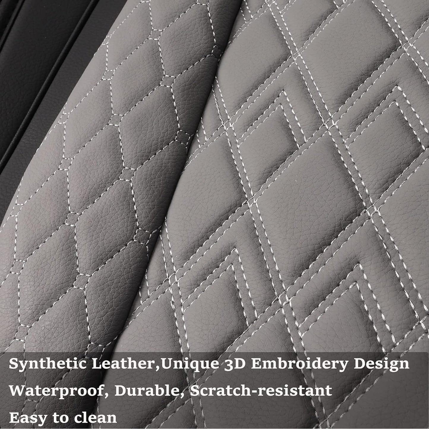 JOJOBAY Car Seat Covers for Dodge Ram 2 Pcs Front,Fit Ram 2009-2025 1500/2500/3500 Pick-up Truck,Crew,Regular,Quad,Mega Cab,Waterproof Leather Seat Covers Protectors（2 PCS Front,Black-Grey）