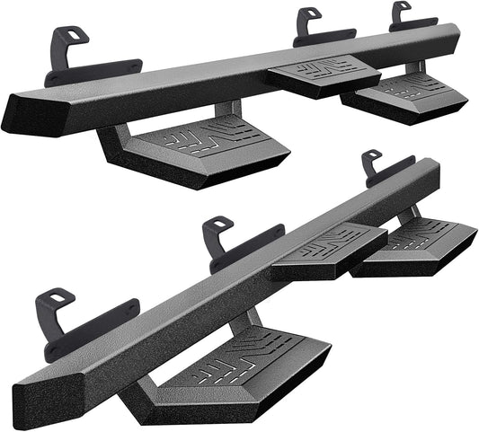 Running Boards Compatible with 2018-2025 Jeep Wrangler JL 4 Doors, Carbon Steel Coated Black Side Steps Nerf Bars