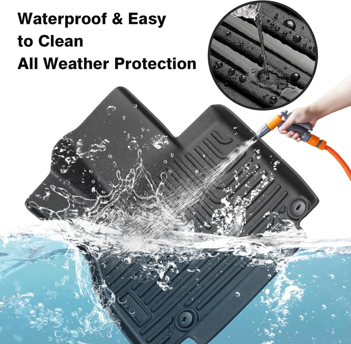 Powerty Floor Mats for 2020-2025 2026 Kia Telluride 7 Seats Accessories All Weather Floor Liner 3D TPE Floor Mat Heavy-Duty Floor Liners