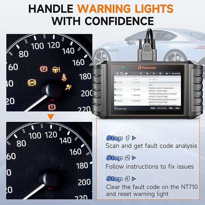 FOXWELL NT710 Scan Tool fit for BMW, Full-System Diagnostic Tool with Bi-Directional Control, All Reset Services, Battery Registration & ECU Coding fit for BMW/Mini/RR, Lifetime Free Update