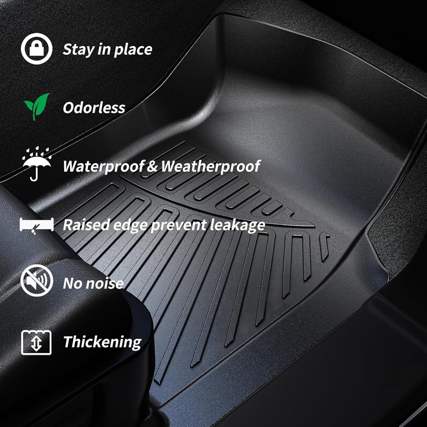 Floor Mats & Trunk Mat Backrest Mat for Toyota RAV4 2013-2017 2018（Not for Hybrid or Prime） TPE All Weather Protection 2 Rows Full Set Car Mats with Velcro Rear Seats Backrest