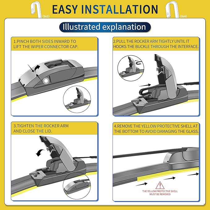 26''+19'' Front Windshield Wiper Blades Compatible with 2008-2017 Honda Accord/2010-2015 Toyota Prius OEM QUALITY Premium All-Season Automotive Replacement Wipers (Pack of 2)