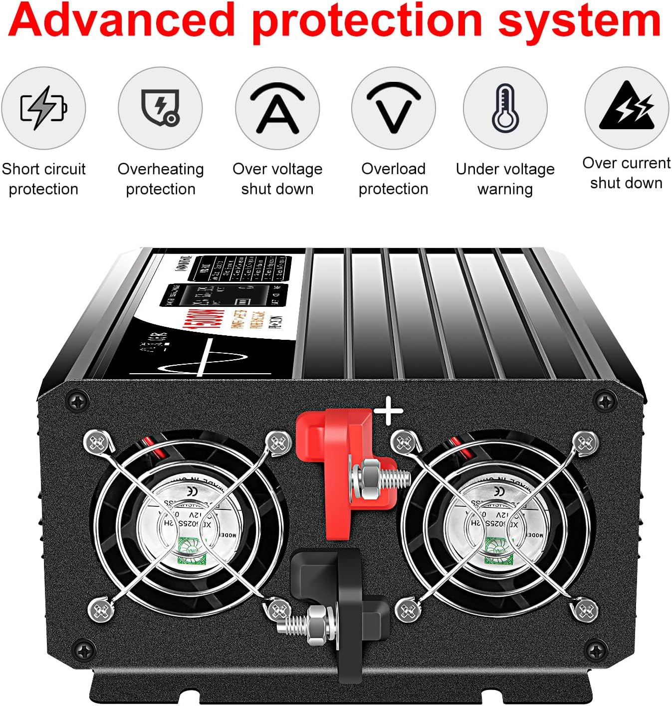 Xijia 1500W(Peak Power 3000W) Pure Sine Wave Solar Power DC 12V Inverter AC 120V 60HZ Solar Converter for Home Use car (DC12V (Range 10V-15V) 1500W)