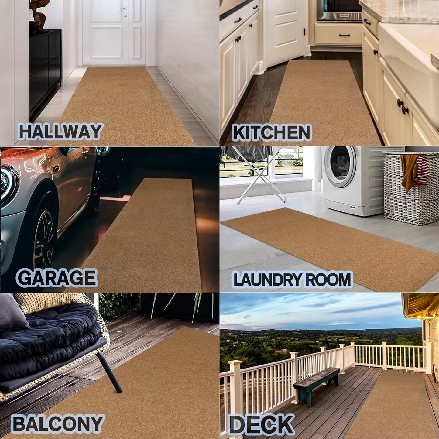 Custom Size Backed Non-Slip Area Rugs Runner, Easy Clean, Waterproof Runner Rugs for Hallway Entryway, Kitchen, Laundry, 3FT x 4FT, Beige