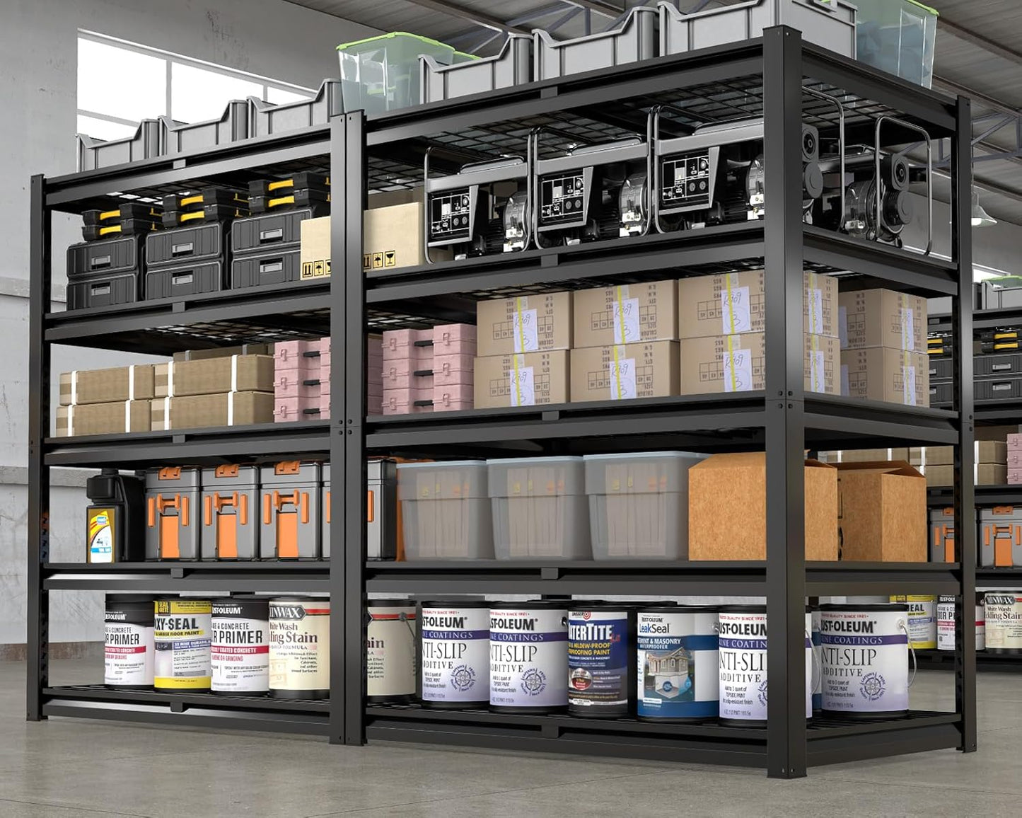 PrimeZone Heavy Duty Storage Shelves - 48" W X 18" D X 72" H Adjustable Garage Wire Shelving Unit, 5 Tier Industrial Metal Shelf Standing Utility Rack for Warehouse, Pantry, Basement, Black, 2 Pack