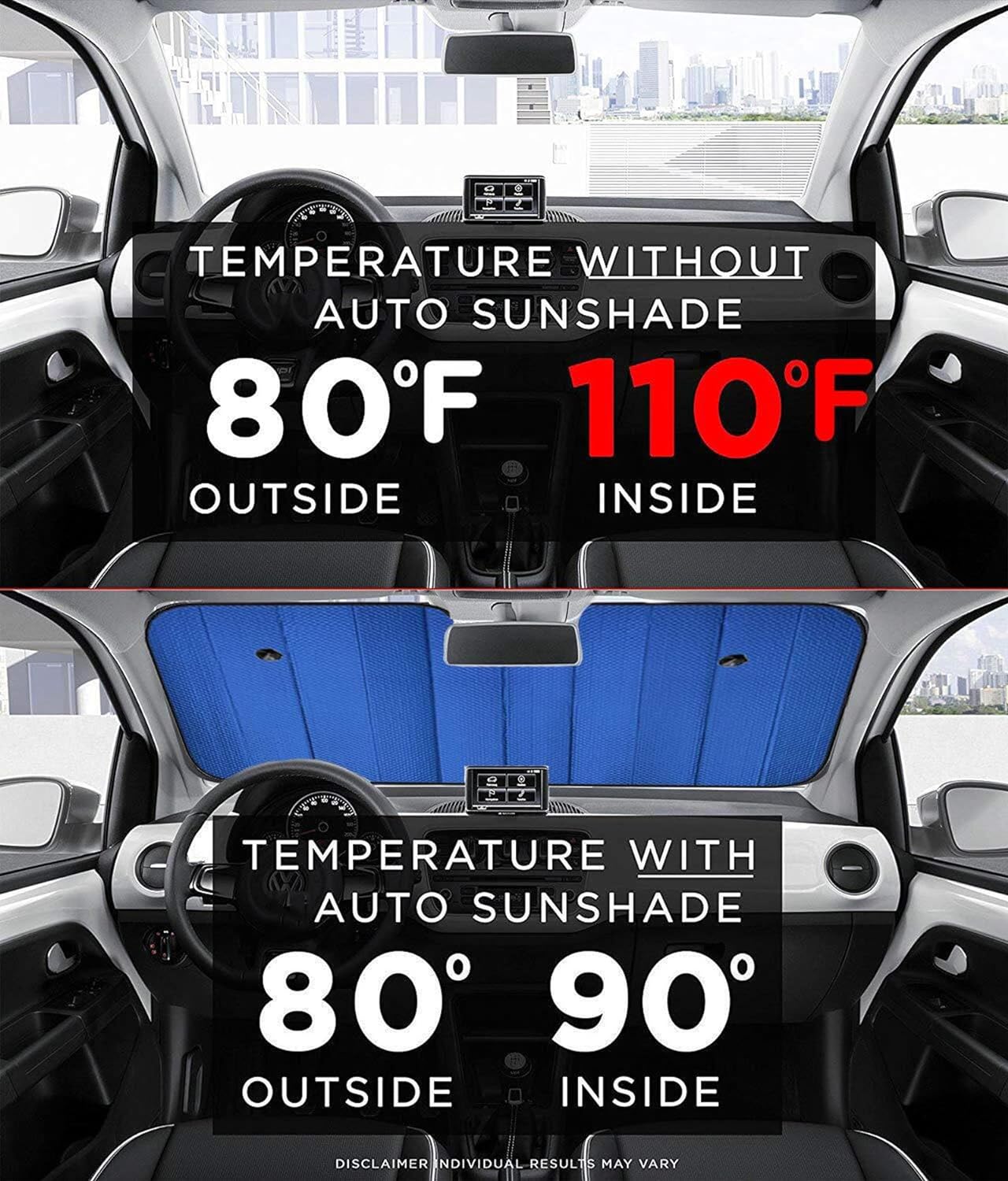 Big Hippo Car Windshield Sun Shade UV Rays Sun Visor Shade,Auto Front Car Window Shades Protector Folded Sun Shield Shade,Keeps Vehicle Cool - Blue (Size: 55.16"X 27.5")