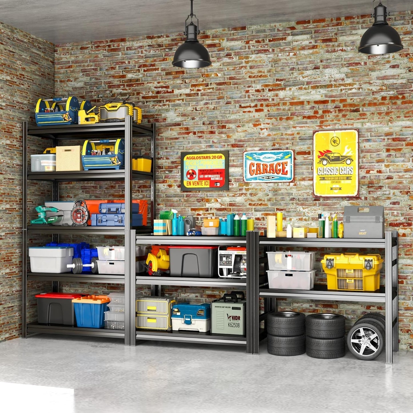 Adjustable 5-Tier Garage Shelving, Heavy Duty Steel Storage Rack, High Load Capacity, Ideal for Garage, Warehouse, or Home Organization (5-Tier 72" H x40 W x 18" D)