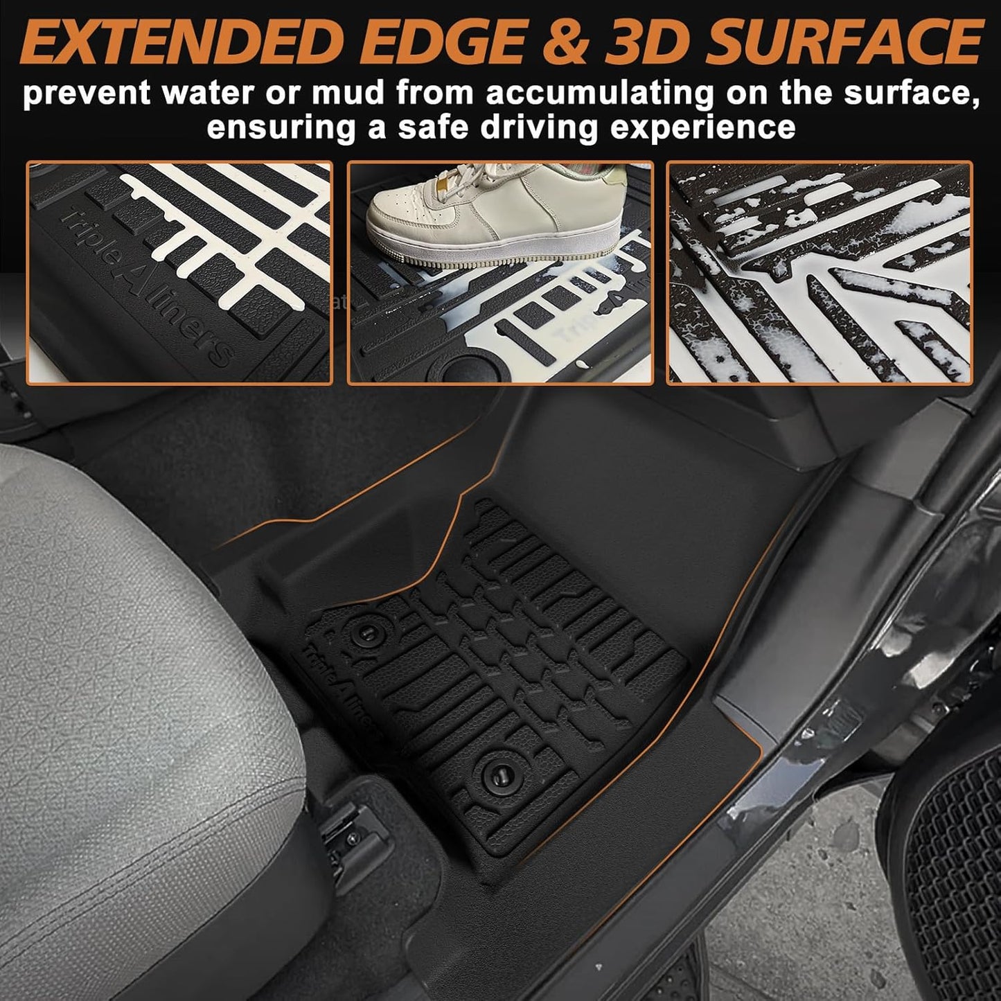 TripleAliners Floor Mats All Weather Liners Compatible with Toyota 2025 4Runner Accessories Custom Fit TPE Heavy-Duty 1st & 2nd & 3rd Row Waterproof Anti-Slip Floor Liners (7 Seats ONLY)