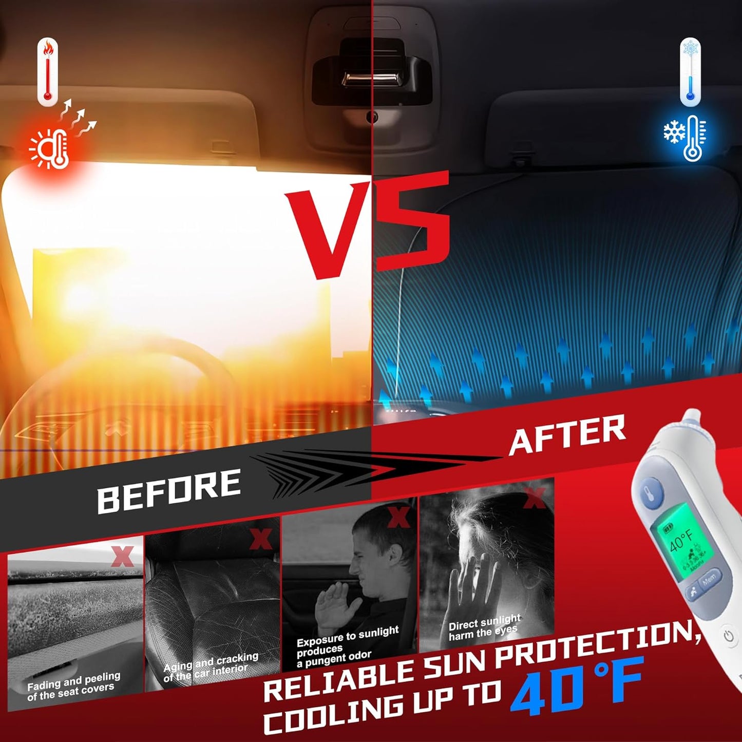 Windshield Sun Shade for 2013-2021 Ford Fusion Foldable Sun Sunshade for Car Front Window Blocks UV Rays and Heat Automotive Interior Protector Custom Fit Accessories