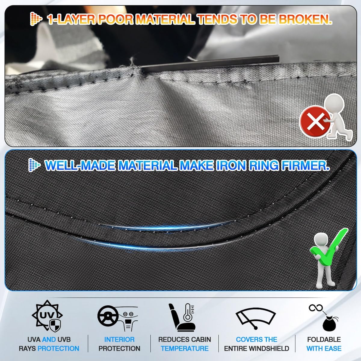 Windshield Sun Shade for Subaru Crosstrek 2018-2025 2026 Accessories Thicken 6-Layer Foldable Front Window Sunshade Cover Sun Visor Protector Block UV Rays Keep Vehicle Cool