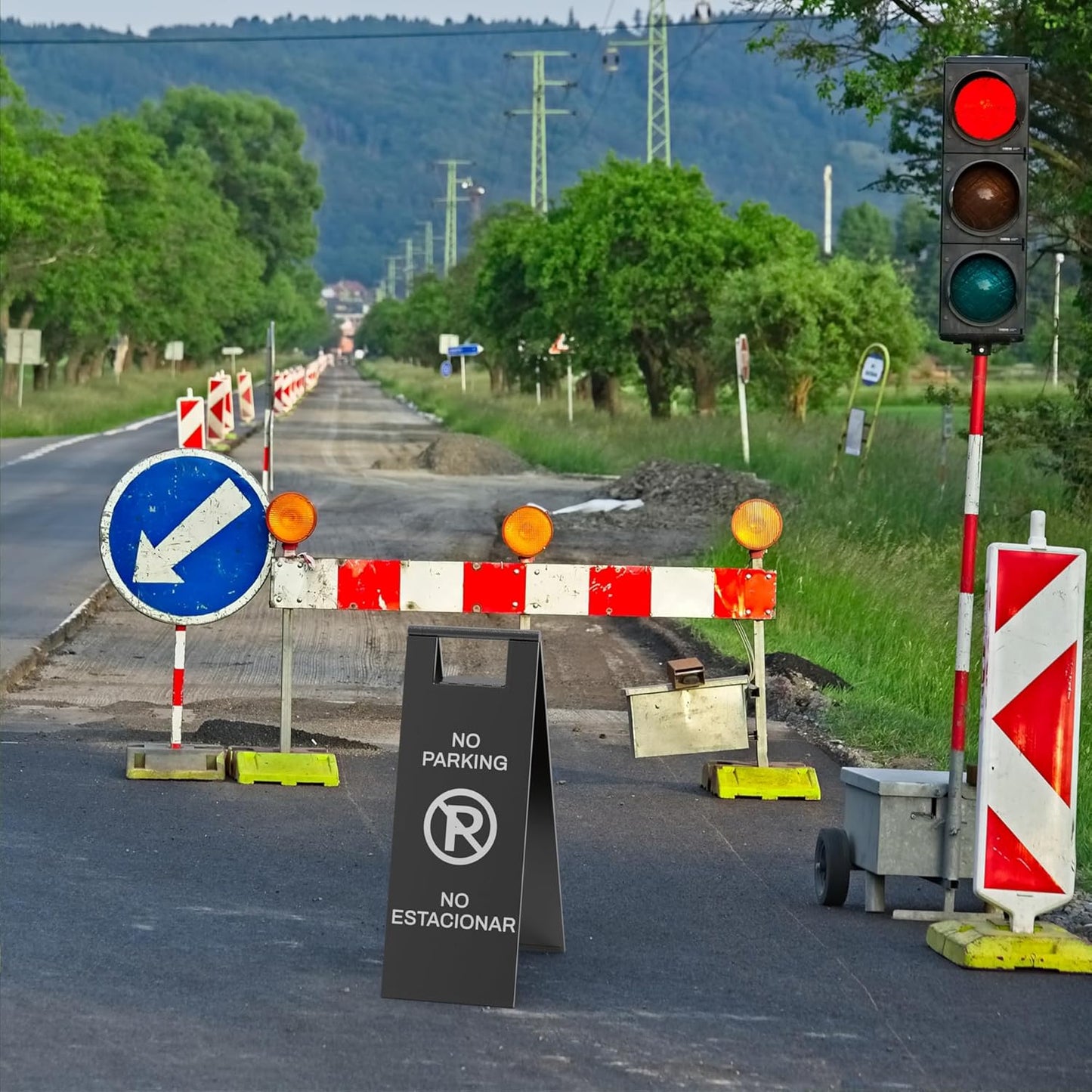 Stainless Steel No Parking Sign Portable Foldable Handle 2-Pack (Black)