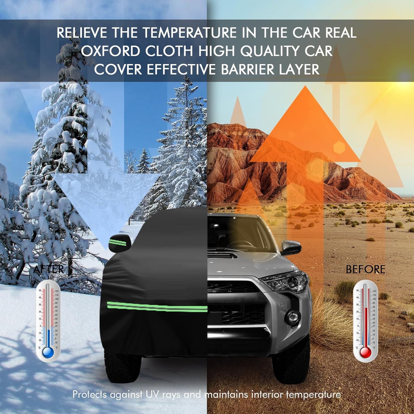 for 2002-2023 Toyota 4runner Car Cover 210D Outdoor Waterproof UV Protection, with Cotton Layer, Zipper Door, Reflective Strip, Storage Bag, for 2002-2020 2021 2022 2023 4runner