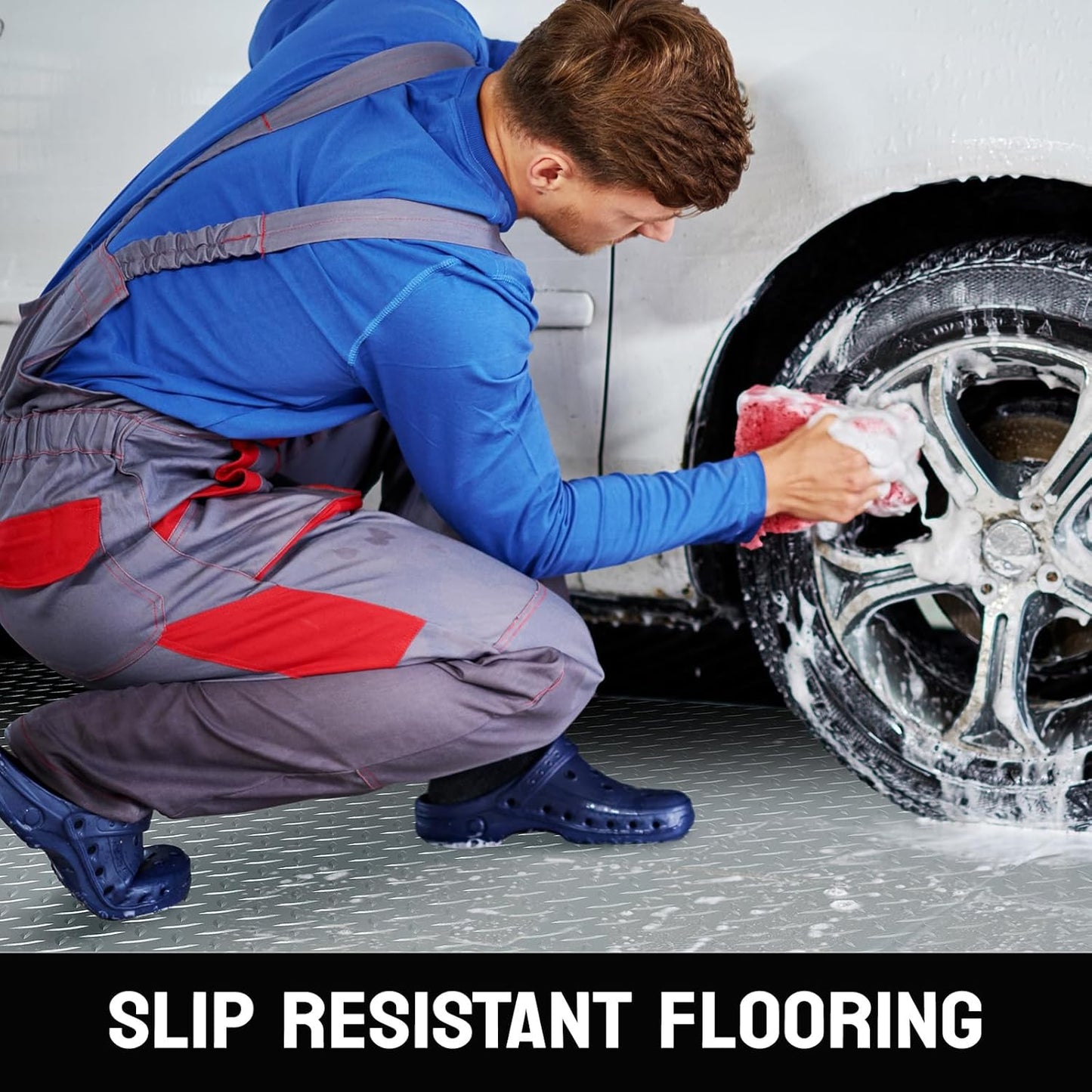 TUFFIOM 7.5 x 20 FT Garage Floor Mat, Thickened Diamond Plate PVC Garage Mats Flooring Roll for Under Car, Garage Parking Mats for Floor Large SUVs, MPV, Pickup Truck