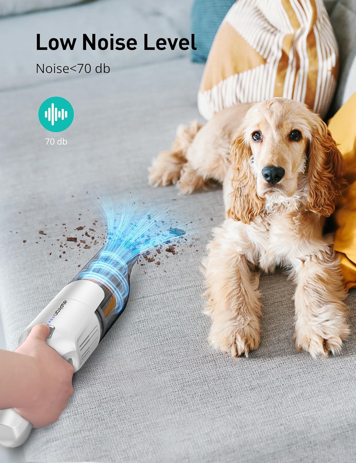 Aspiron Cordless Handheld Vacuum, 24KPA Powerful Car Vacuum, Rechargeable, Charging Dock, Ergonomic Handle, 2-in-1 Crevice Tool, 1.8lb Portable Vacuum Cleaner with 2-Speed for Car, Home, White