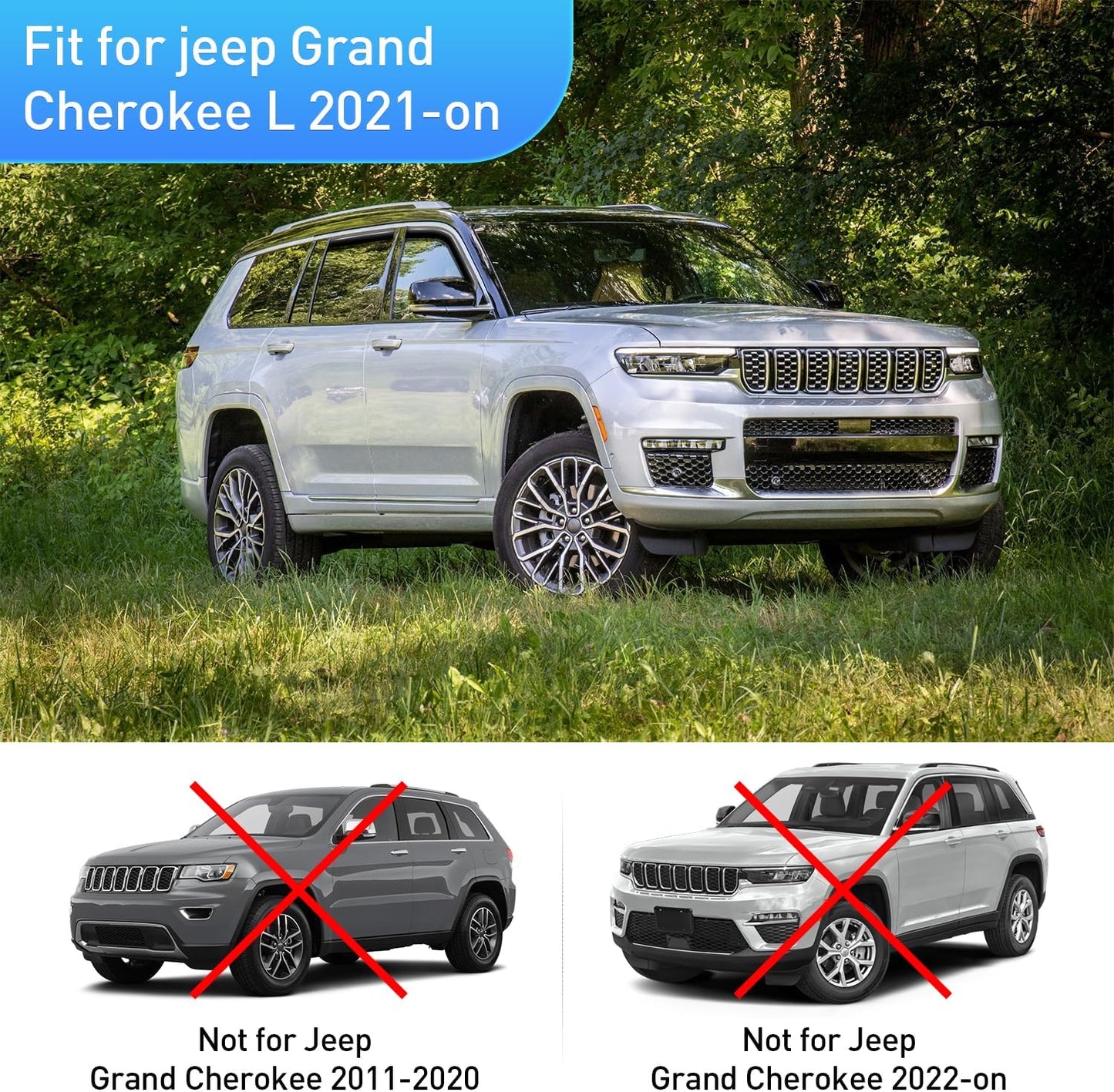 Nilight in Channel Rain Guards for Jeep Grand Cherokee L 2021 2022 2023 2024 Window Deflectors, Vent Window Visors-4PCS