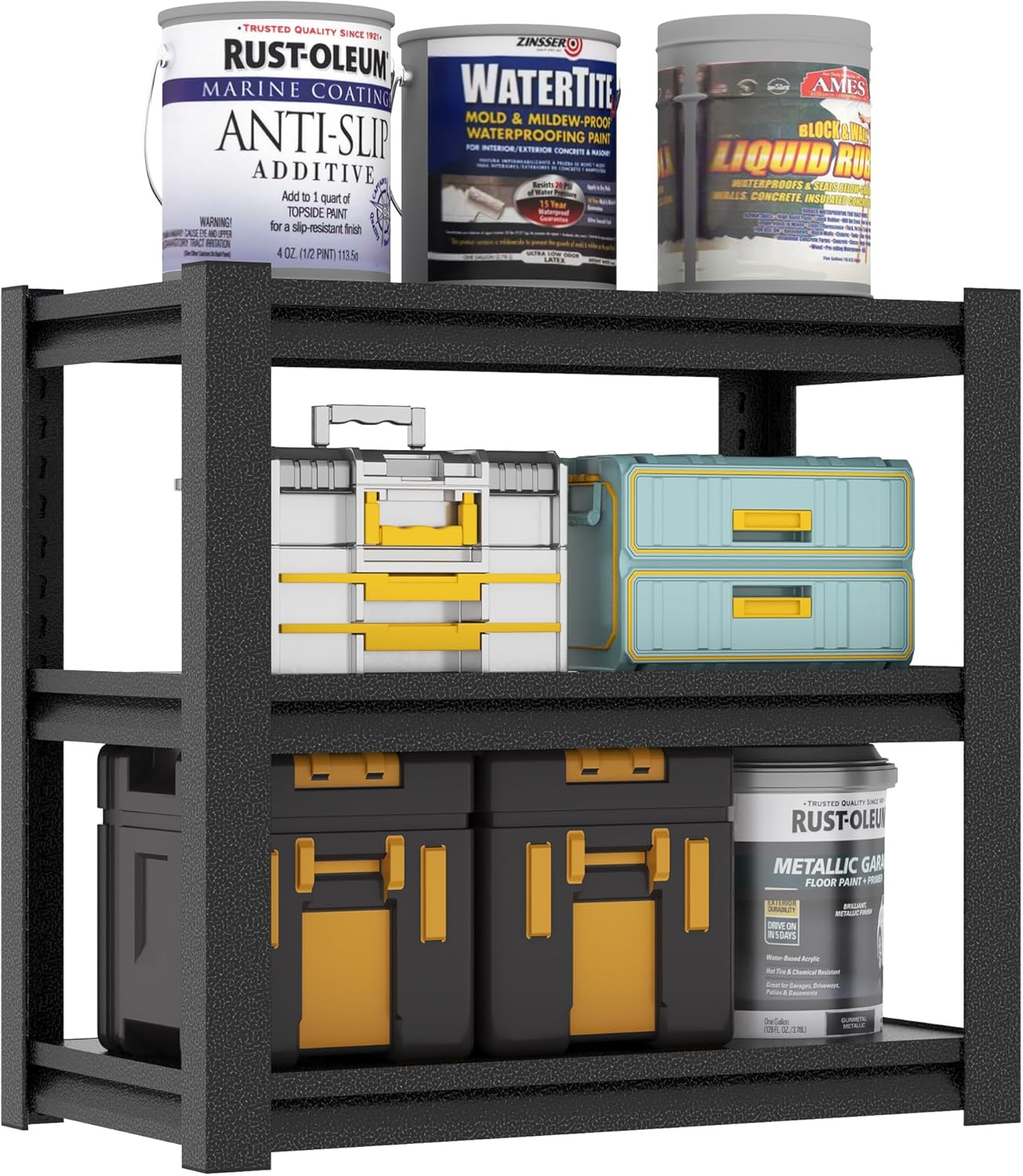 31.5" H Metal Storage Shelving, 1500LBS Heavy Duty Shelves Unit, Adjustable 3 Tier Storage Rack, Industrial Utility Shelf for Garage, Warehouse, Bedroom, Kitchen,18" D×34“W×31.5”H, Black