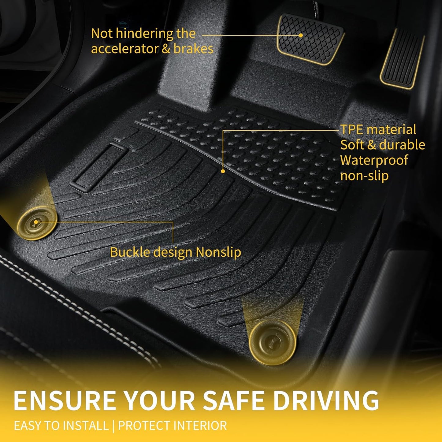 GINOWY- Floor Mats & Cargo Liner for Subaru Forester 2025 (Non for Hybrid Models) TPE All Weather Car Mats Forester 2025 Floor Liners Non-Slip Trunk Mat Waterproof Automotive-Black