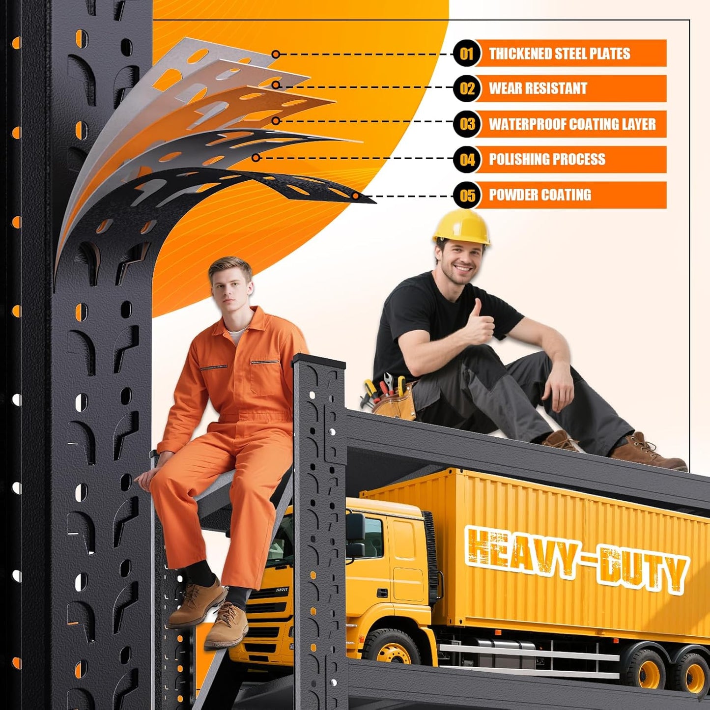 69''W Garage Shelving Heavy Duty, Metal Garage Shelves, 7000LBS Storage Shelves 4 Tier Adjustable Steel Shelving Units, Wide Industrial Shelving Storage Rack for Warehouse, Basement,Black