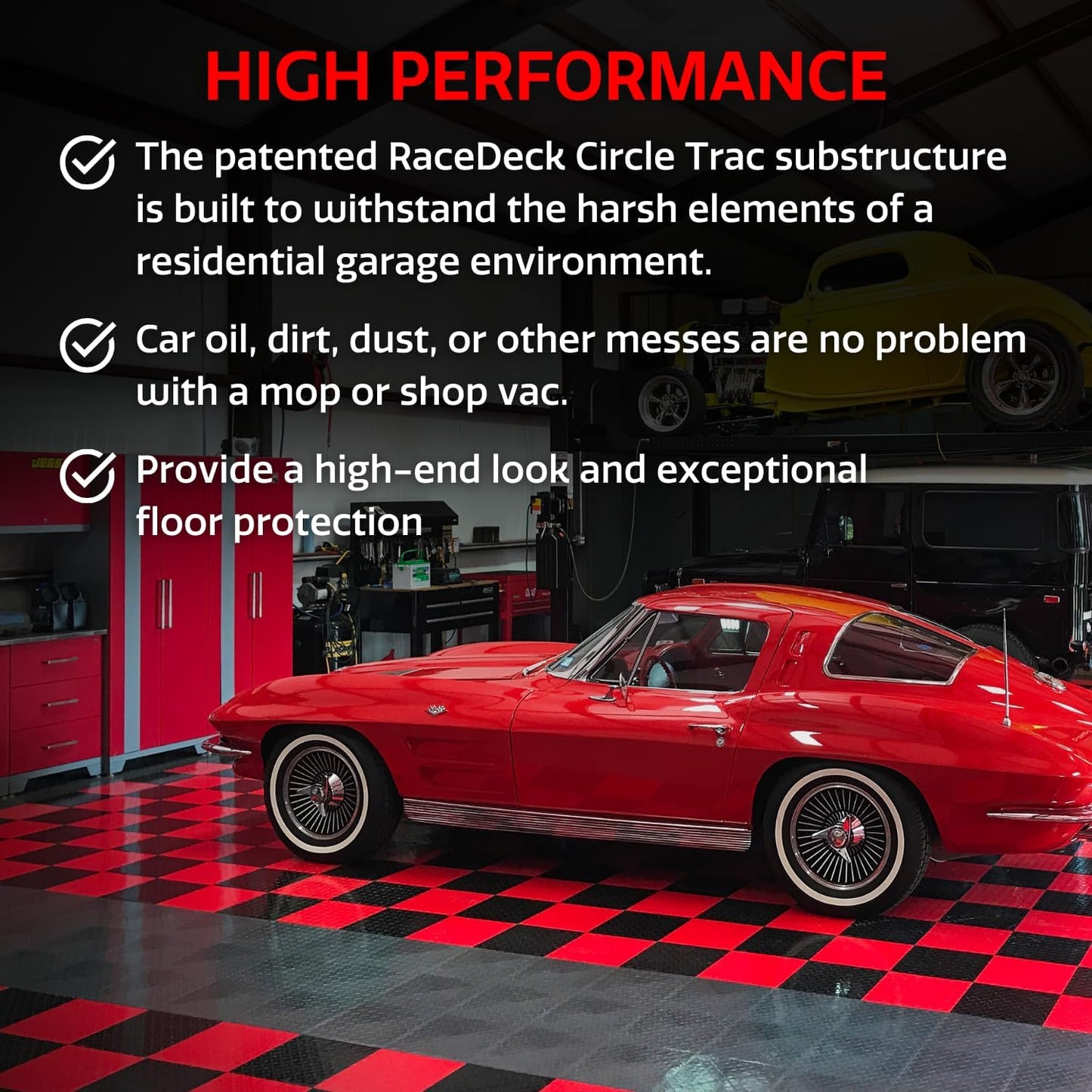 Big Floors RaceDeck CircleTrac, Interlocking Non-Slip Garage Flooring Tile, Durable, Modular, Heavy-Duty Copolymer, Easy Install (White, 12 Pack of 12 x 12" Tiles)