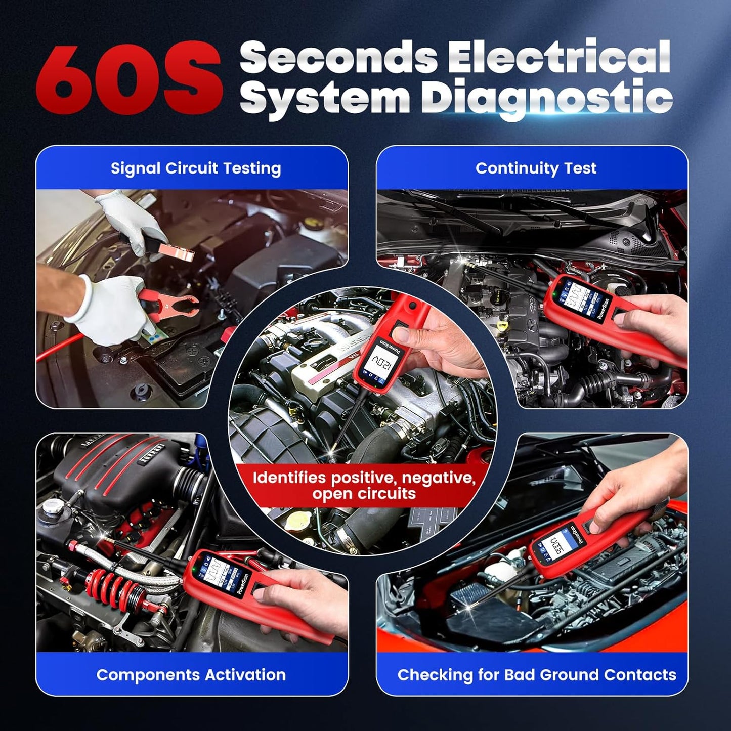 Autel PowerScan Automotive Circuit Tester, Power Circuit Probe Tool, 12-24V Electrical Short Open Breaker Circuit Finder, AC/DC Current Resistance, Duty Cycle, & 20FT Extension Cord, for 99% Cars